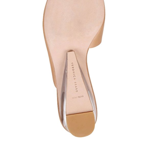 NWT Veronica Beard Ricky Nude Leather Mule with Translucent Lucite Wedge Heel - Picture 2 of 12
